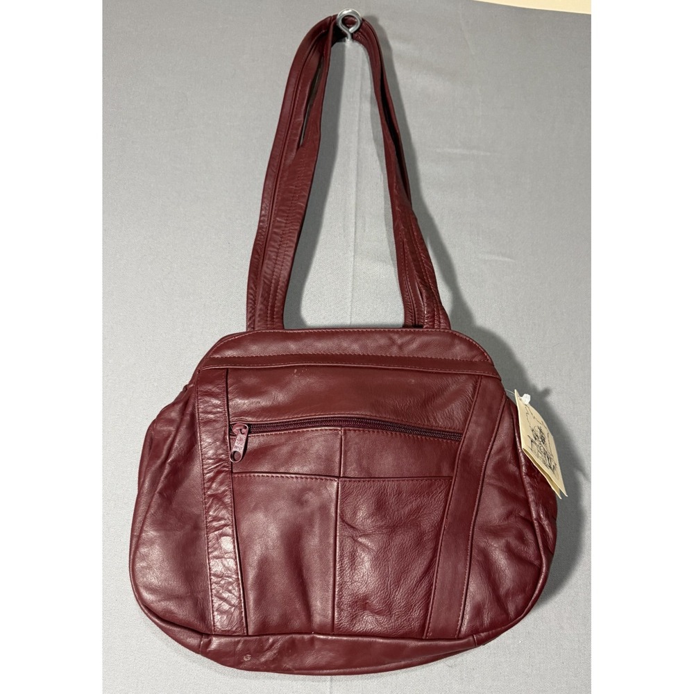 Hazelwood Women's Burgandy Genuine Leather Boho Shoulder Purse - NWT